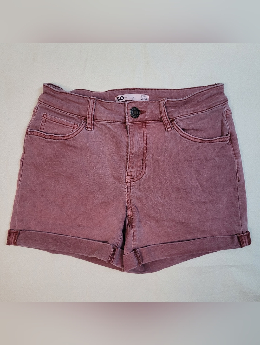 SO Mauve Rolled-Hem Denim Shorts 5/27w, Bold Streetwear Summer Coastal Cowgirl